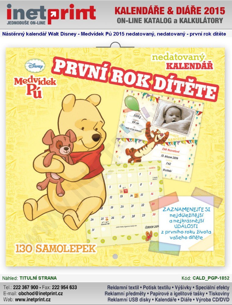 Levně Kalendář - W. Disney Medvídek Pú - první rok dítěte - nedatovaný